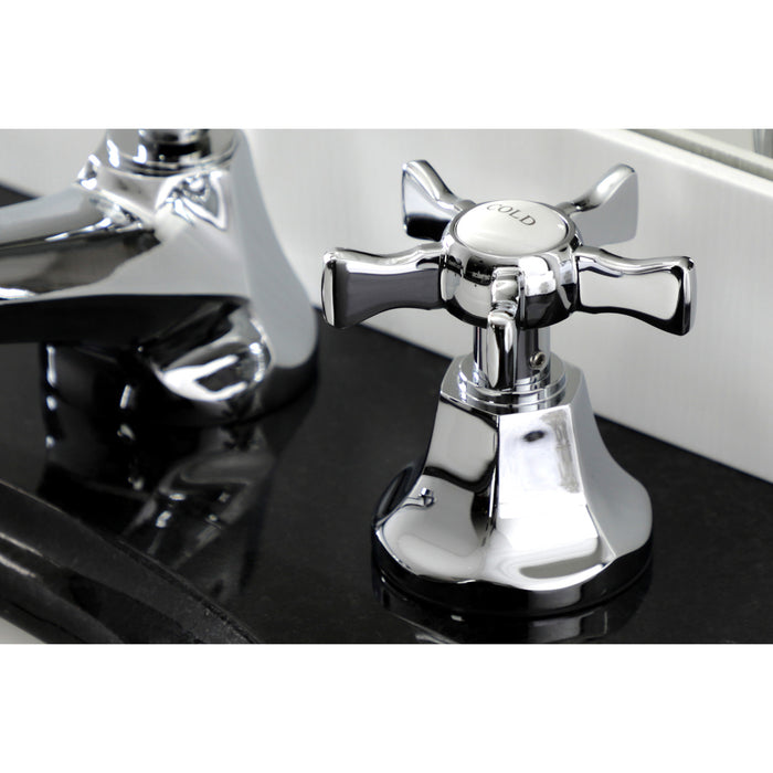 Kingston Tulare KS4461NX - Hamilton Two-Handle 3-Hole Deck Mount Widespread Bathroom Faucet with Brass Pop-Up, Polished Chrome