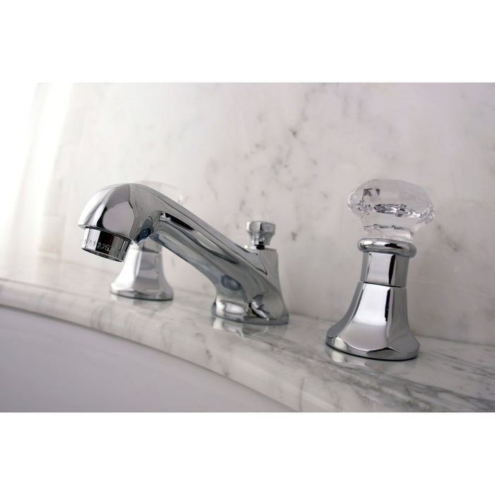 Kingston Tulare KS4461WCL - Celebrity Two-Handle 3-Hole Deck Mount Widespread Bathroom Faucet with Brass Pop-Up, Polished Chrome