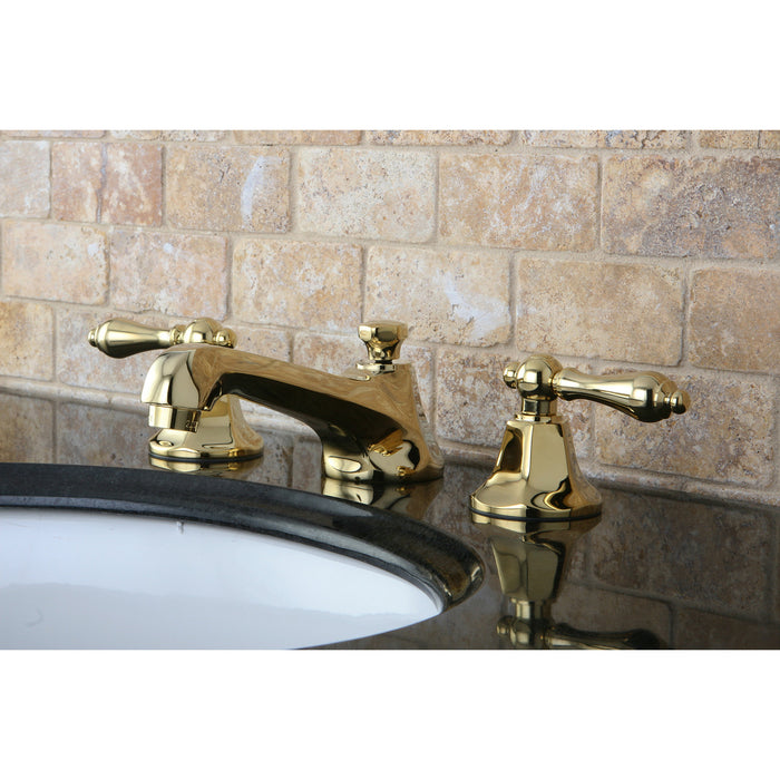 Metropolitan KS4462AL Two-Handle 3-Hole Deck Mount Widespread Bathroom Faucet with Brass Pop-Up, Polished Brass