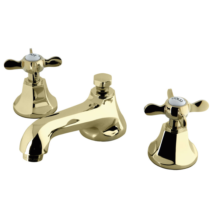 Essex KS4462BEX Two-Handle 3-Hole Deck Mount Widespread Bathroom Faucet with Brass Pop-Up, Polished Brass