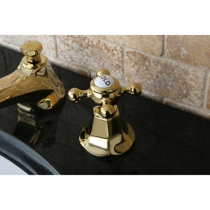 Metropolitan KS4462BX Two-Handle 3-Hole Deck Mount Widespread Bathroom Faucet with Brass Pop-Up, Polished Brass