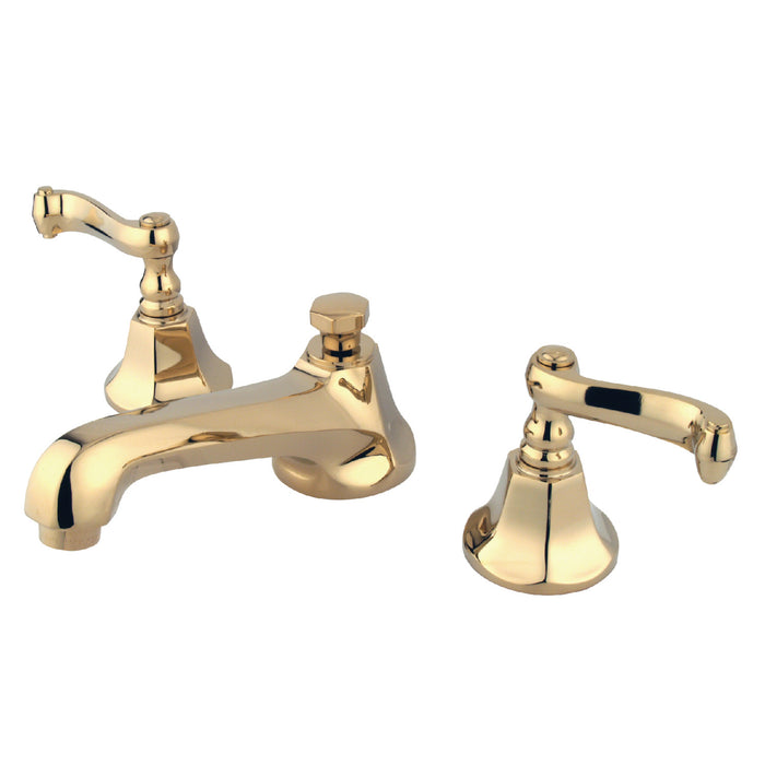Royale KS4462FL Two-Handle 3-Hole Deck Mount Widespread Bathroom Faucet with Brass Pop-Up, Polished Brass