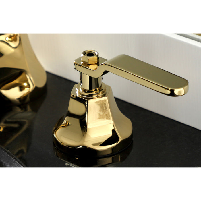 Whitaker KS4462KL Two-Handle 3-Hole Deck Mount Widespread Bathroom Faucet with Brass Pop-Up, Polished Brass