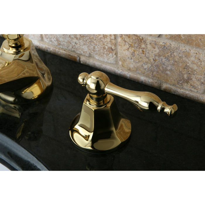 Naples KS4462NL Two-Handle 3-Hole Deck Mount Widespread Bathroom Faucet with Brass Pop-Up, Polished Brass