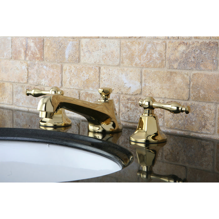Naples KS4462NL Two-Handle 3-Hole Deck Mount Widespread Bathroom Faucet with Brass Pop-Up, Polished Brass