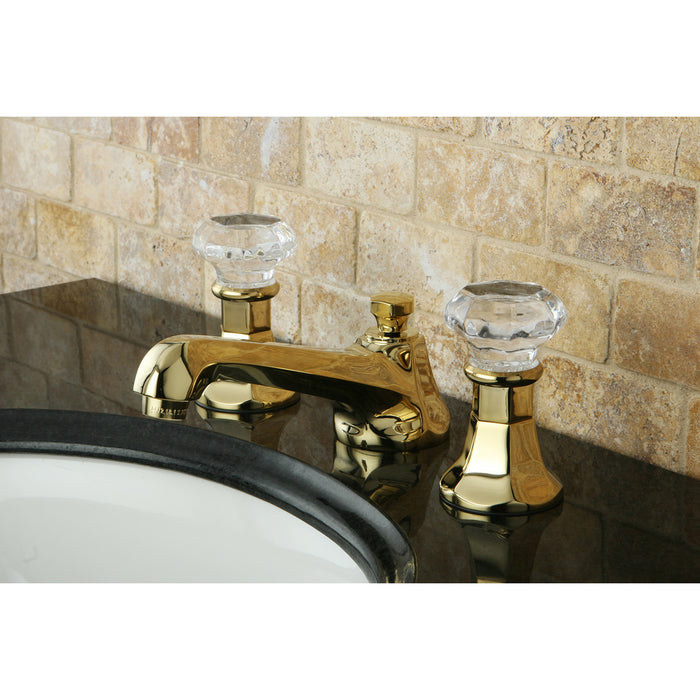 Celebrity KS4462WCL Two-Handle 3-Hole Deck Mount Widespread Bathroom Faucet with Brass Pop-Up, Polished Brass