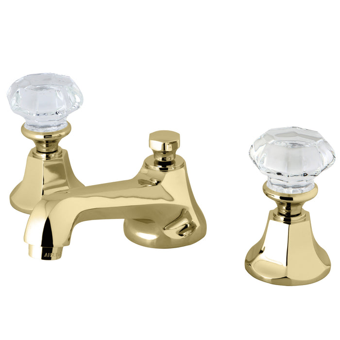 Celebrity KS4462WCL Two-Handle 3-Hole Deck Mount Widespread Bathroom Faucet with Brass Pop-Up, Polished Brass