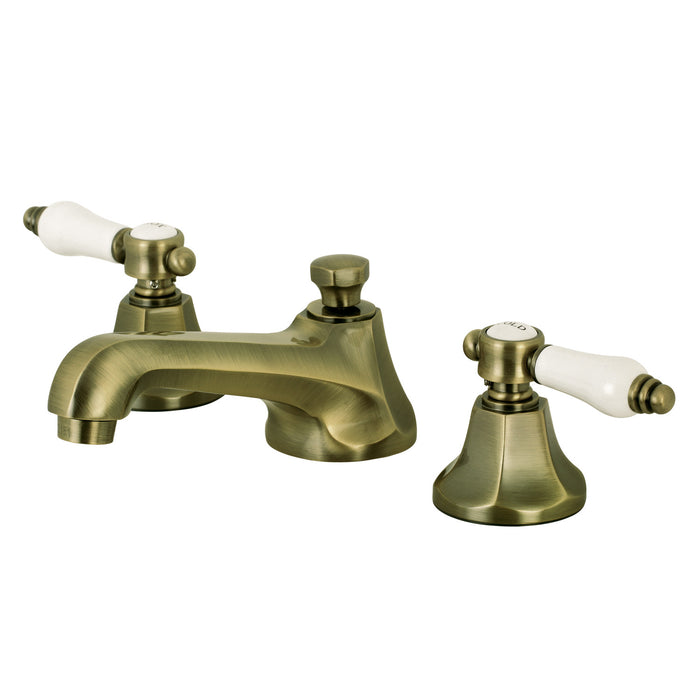 Bel-Air KS4463BPL Two-Handle 3-Hole Deck Mount Widespread Bathroom Faucet with Brass Pop-Up, Antique Brass