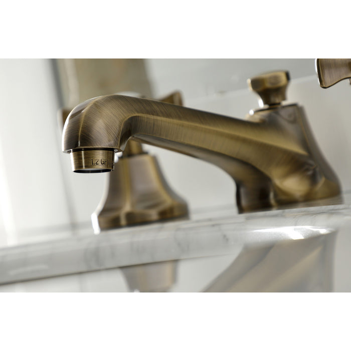Kingston Tulare KS4463NX - Hamilton Two-Handle 3-Hole Deck Mount Widespread Bathroom Faucet with Brass Pop-Up, Antique Brass