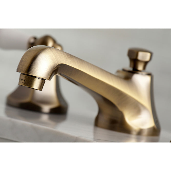 Metropolitan KS4463PL Two-Handle 3-Hole Deck Mount Widespread Bathroom Faucet with Brass Pop-Up, Antique Brass