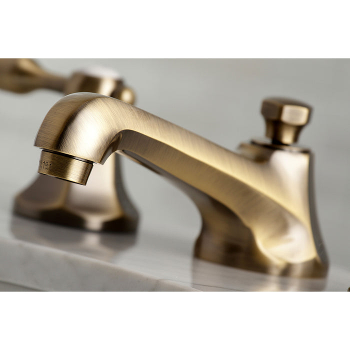 Tudor KS4463TAL Two-Handle 3-Hole Deck Mount Widespread Bathroom Faucet with Brass Pop-Up, Antique Brass