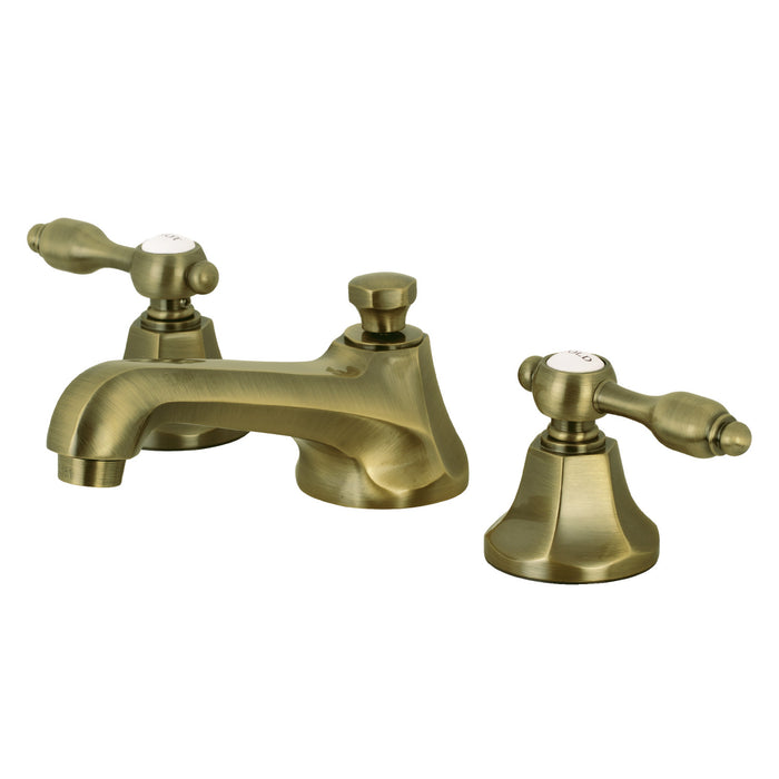 Tudor KS4463TAL Two-Handle 3-Hole Deck Mount Widespread Bathroom Faucet with Brass Pop-Up, Antique Brass