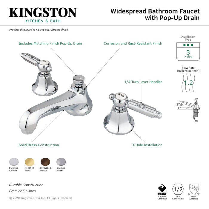 Georgian KS4465GL Two-Handle 3-Hole Deck Mount Widespread Bathroom Faucet with Brass Pop-Up, Oil Rubbed Bronze