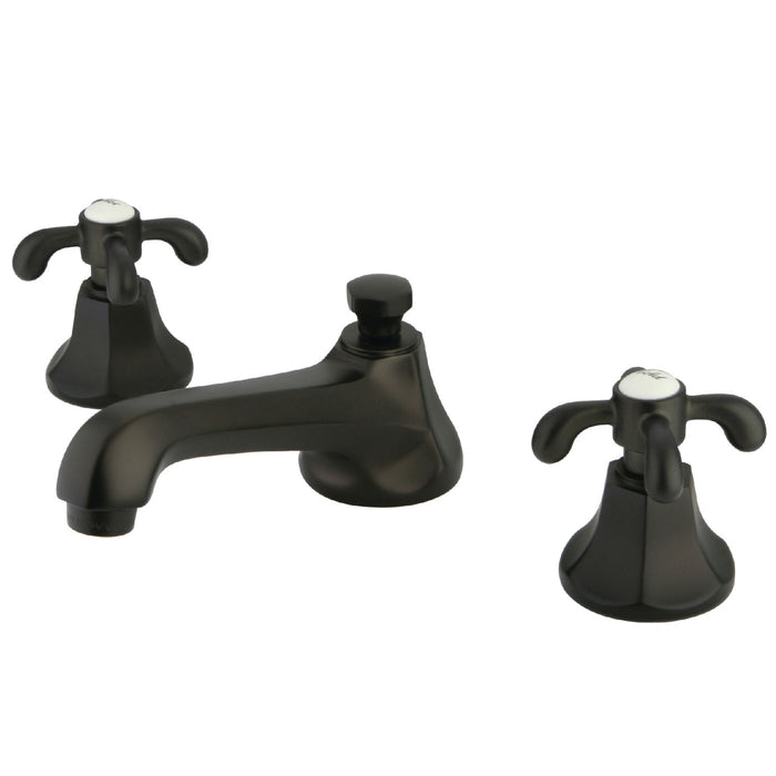 Kingston Tulare KS4465TX - French Country Two-Handle 3-Hole Deck Mount Widespread Bathroom Faucet with Brass Pop-Up, Oil Rubbed Bronze