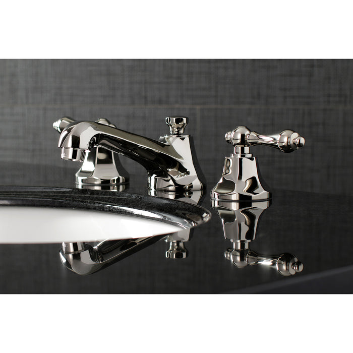 Metropolitan KS4466AL Two-Handle 3-Hole Deck Mount Widespread Bathroom Faucet with Brass Pop-Up, Polished Nickel