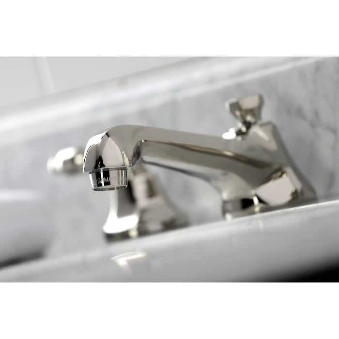 Tudor KS4466TAL Two-Handle 3-Hole Deck Mount Widespread Bathroom Faucet with Brass Pop-Up, Polished Nickel