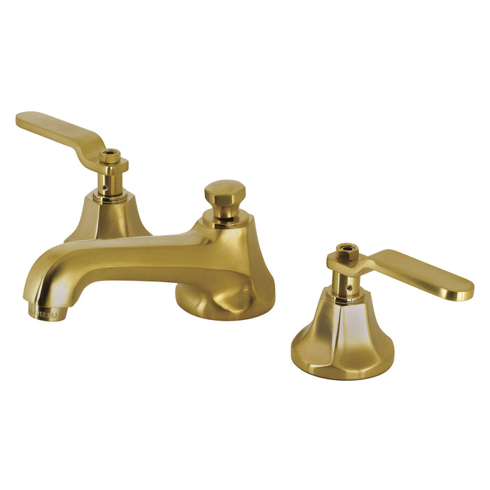 Whitaker KS4467KL Two-Handle 3-Hole Deck Mount Widespread Bathroom Faucet with Brass Pop-Up, Brushed Brass