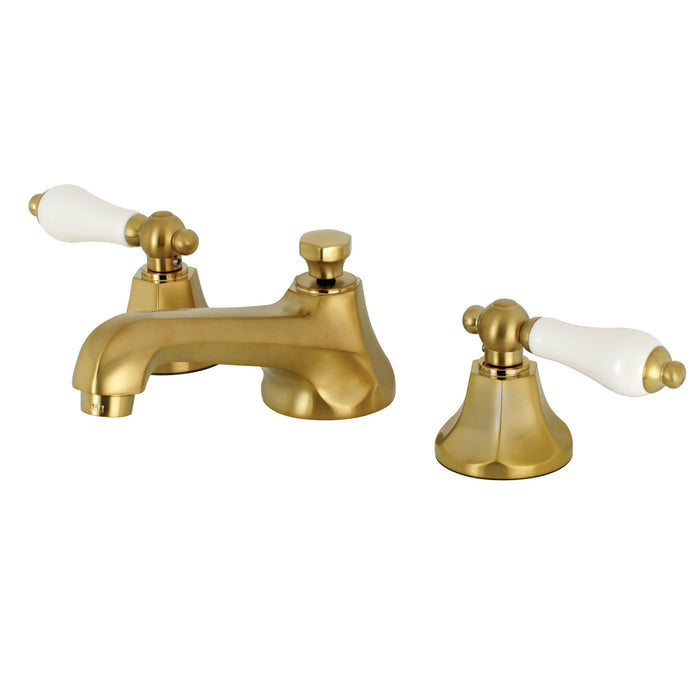 Metropolitan KS4467PL Two-Handle 3-Hole Deck Mount Widespread Bathroom Faucet with Brass Pop-Up, Brushed Brass