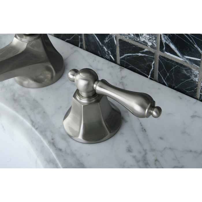 Metropolitan KS4468AL Two-Handle 3-Hole Deck Mount Widespread Bathroom Faucet with Brass Pop-Up, Brushed Nickel
