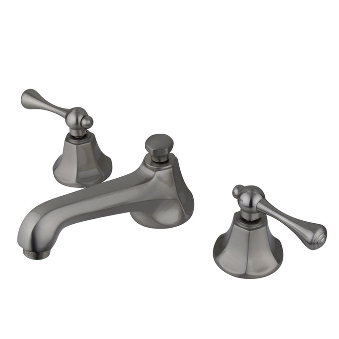 Metropolitan KS4468BL Two-Handle 3-Hole Deck Mount Widespread Bathroom Faucet with Brass Pop-Up, Brushed Nickel