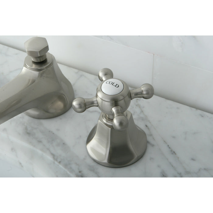 Metropolitan KS4468BX Two-Handle 3-Hole Deck Mount Widespread Bathroom Faucet with Brass Pop-Up, Brushed Nickel