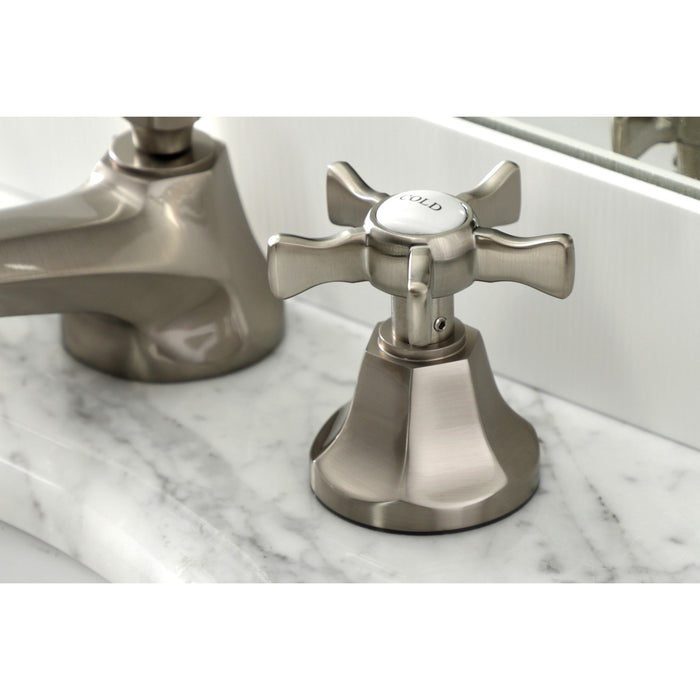 Hamilton KS4468NX Two-Handle 3-Hole Deck Mount Widespread Bathroom Faucet with Brass Pop-Up, Brushed Nickel