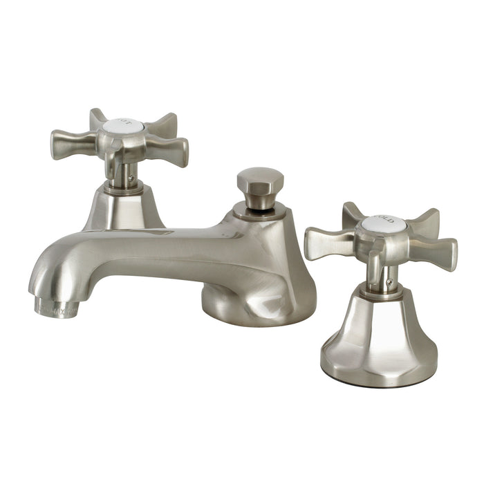 Kingston Tulare KS4468NX - Hamilton Two-Handle 3-Hole Deck Mount Widespread Bathroom Faucet with Brass Pop-Up, Brushed Nickel