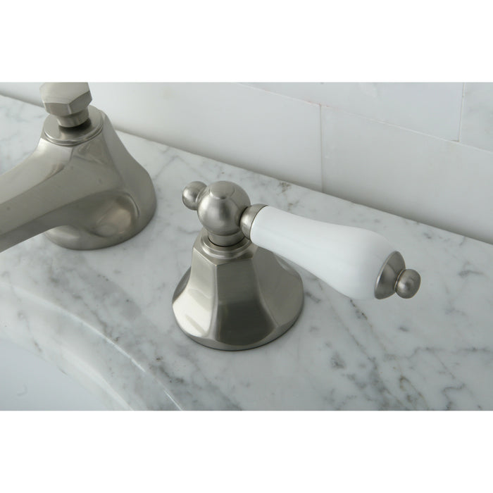 Metropolitan KS4468PL Two-Handle 3-Hole Deck Mount Widespread Bathroom Faucet with Brass Pop-Up, Brushed Nickel