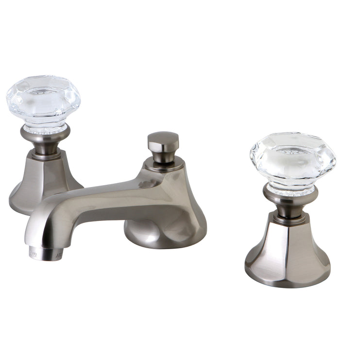 Celebrity KS4468WCL Two-Handle 3-Hole Deck Mount Widespread Bathroom Faucet with Brass Pop-Up, Brushed Nickel