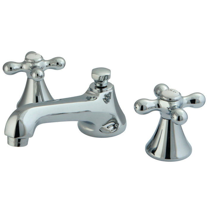 Kingston Tulare KS4471AXTwo-Handle 3-Hole Deck Mount Widespread Bathroom Faucet with Brass Pop-Up, Polished Chrome