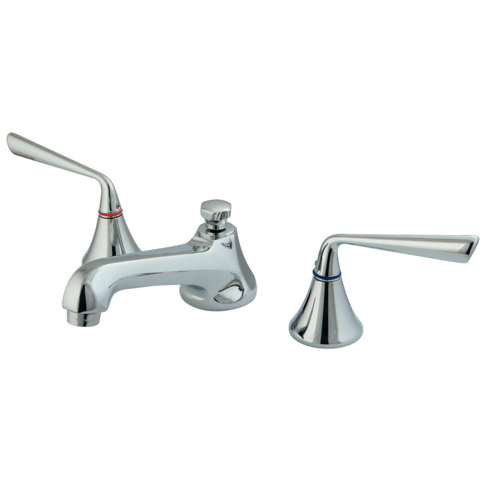 KS4471ZL Two-Handle 3-Hole Deck Mount Widespread Bathroom Faucet with Brass Pop-Up, Polished Chrome