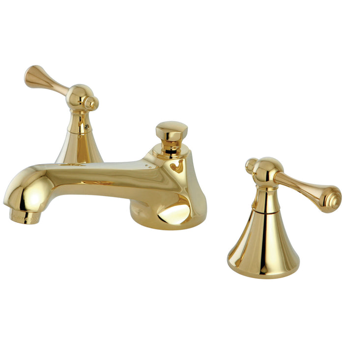 KS4472BL Two-Handle 3-Hole Deck Mount Widespread Bathroom Faucet with Brass Pop-Up, Polished Brass