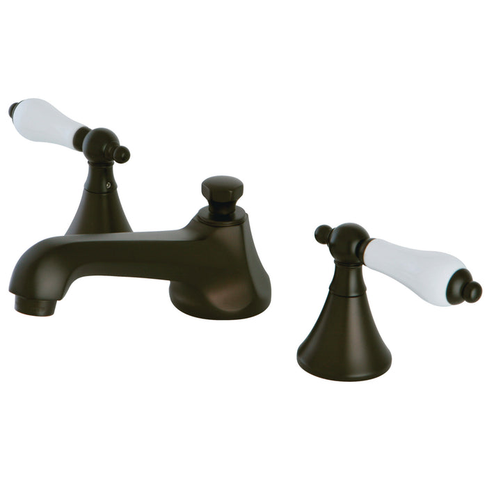 KS4475PL Two-Handle 3-Hole Deck Mount Widespread Bathroom Faucet with Brass Pop-Up, Oil Rubbed Bronze