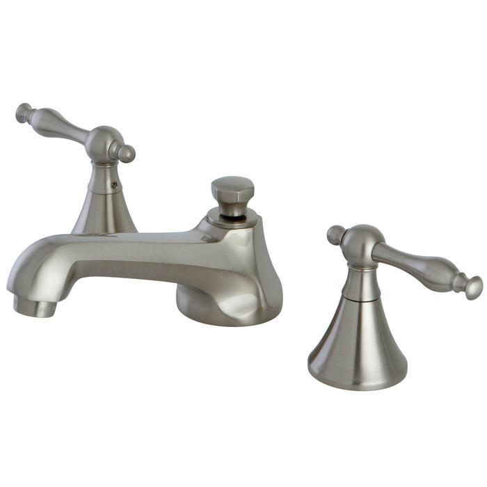 Naples KS4478NL Two-Handle 3-Hole Deck Mount Widespread Bathroom Faucet with Brass Pop-Up, Brushed Nickel