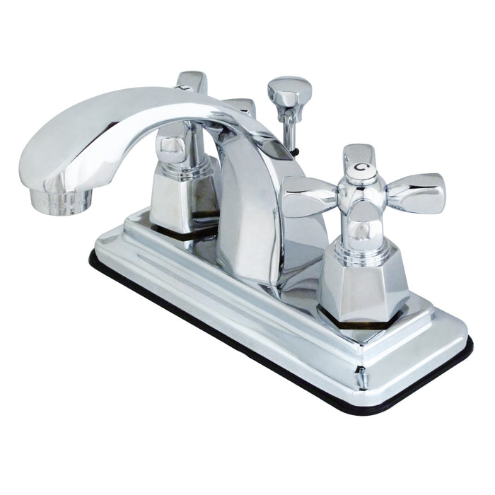Kingston KS4641HX Double-Handle 3-Hole Deck Mount 4-Inch Centerset Bathroom Faucet with Brass Pop-Up, Polished Chrome