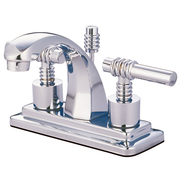 Milano KS4641ML Two-Handle 3-Hole Deck Mount 4" Centerset Bathroom Faucet with Brass Pop-Up, Polished Chrome