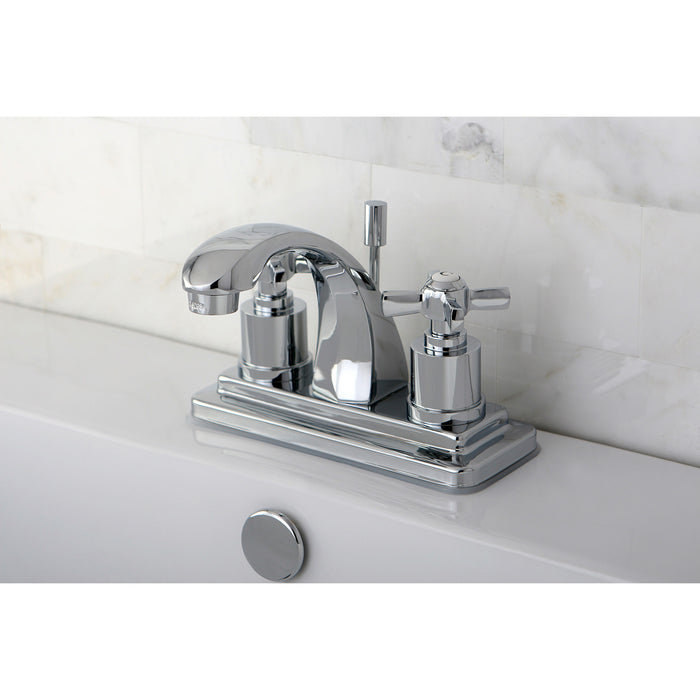 Kingston Tulare KS4641ZX - Millennium Double-Handle 3-Hole Deck Mount 4-Inch Centerset Bathroom Faucet with Brass Pop-Up, Polished Chrome