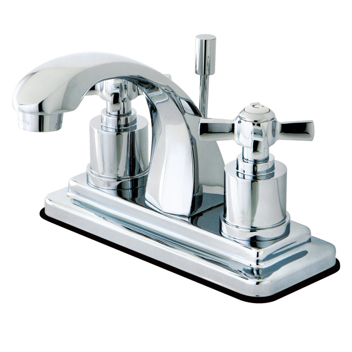 Kingston Tulare KS4641ZX - Millennium Double-Handle 3-Hole Deck Mount 4-Inch Centerset Bathroom Faucet with Brass Pop-Up, Polished Chrome