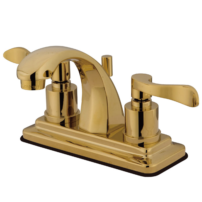NuWave KS4642DFL Two-Handle 3-Hole Deck Mount 4" Centerset Bathroom Faucet with Brass Pop-Up, Polished Brass