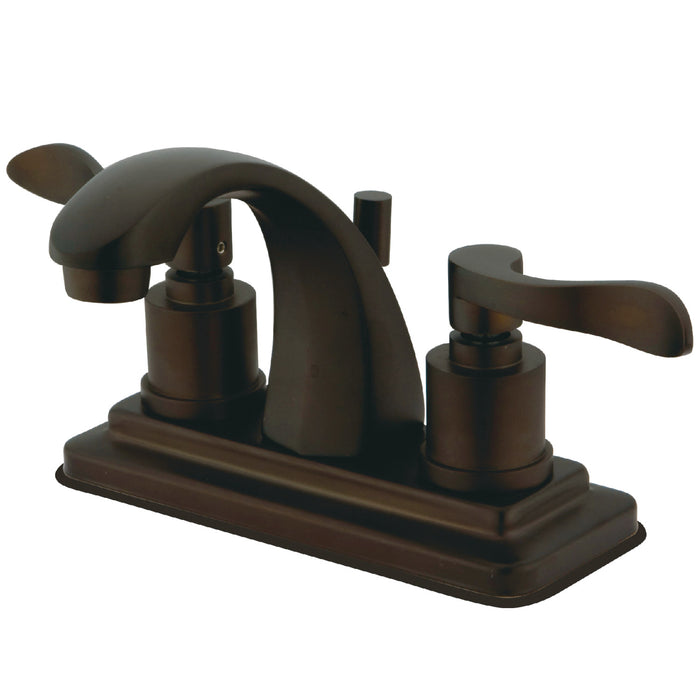 NuWave KS4645DFL Two-Handle 3-Hole Deck Mount 4" Centerset Bathroom Faucet with Brass Pop-Up, Oil Rubbed Bronze