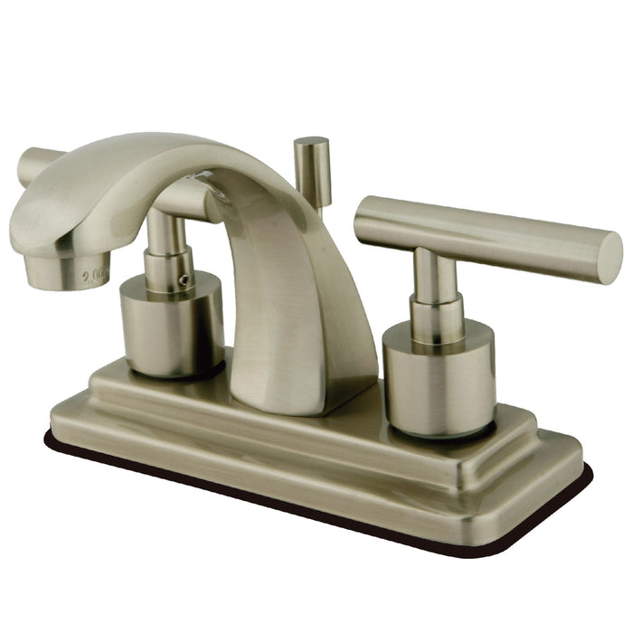 Manhattan KS4648CML Two-Handle 3-Hole Deck Mount 4" Centerset Bathroom Faucet with Brass Pop-Up, Brushed Nickel