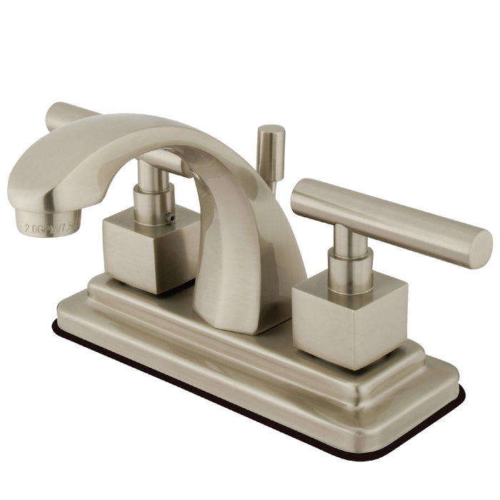 Claremont KS4648CQL Two-Handle 3-Hole Deck Mount 4" Centerset Bathroom Faucet with Brass Pop-Up, Brushed Nickel