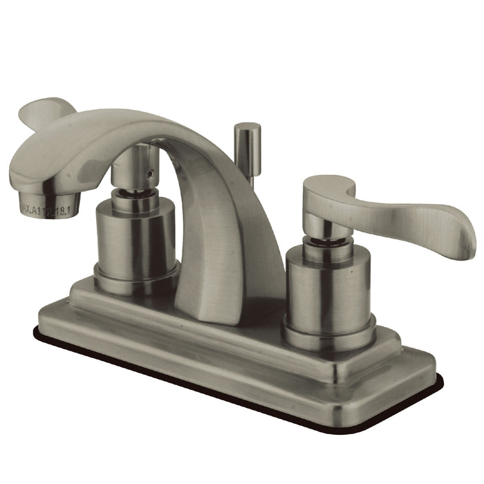 NuWave KS4648DFL Two-Handle 3-Hole Deck Mount 4" Centerset Bathroom Faucet with Brass Pop-Up, Brushed Nickel