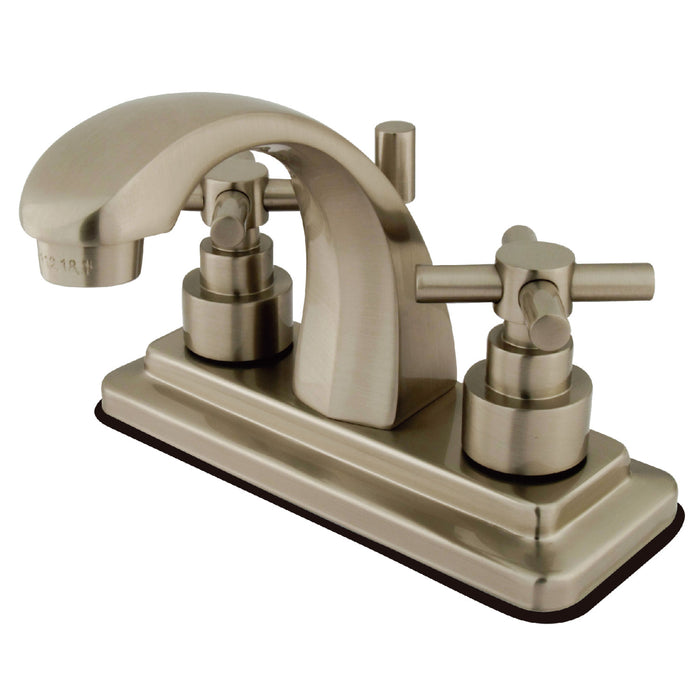 Kingston Tulare KS4648EX - Elinvar Double-Handle 3-Hole Deck Mount 4-Inch Centerset Bathroom Faucet with Brass Pop-Up, Brushed Nickel