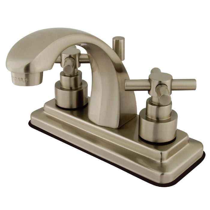 Elinvar KS4648EX Two-Handle 3-Hole Deck Mount 4" Centerset Bathroom Faucet with Brass Pop-Up, Brushed Nickel