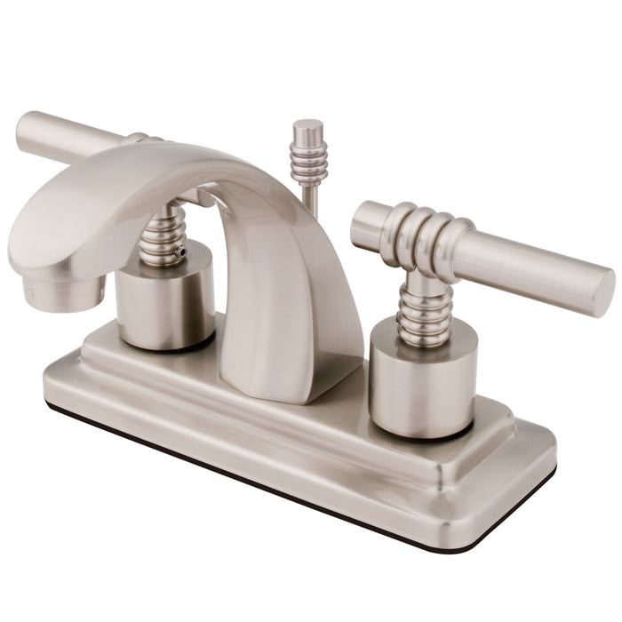 Milano KS4648ML Two-Handle 3-Hole Deck Mount 4" Centerset Bathroom Faucet with Brass Pop-Up, Brushed Nickel