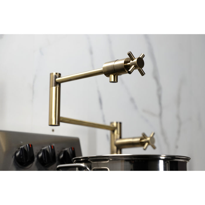 Kingston Sona KS4703DX - Concord Two-Handle 1-Hole Deck Mount Pot Filler Faucet, Antique Brass