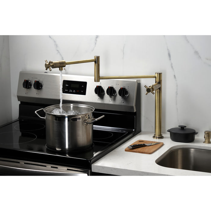 Kingston Sona KS4703DX - Concord Two-Handle 1-Hole Deck Mount Pot Filler Faucet, Antique Brass