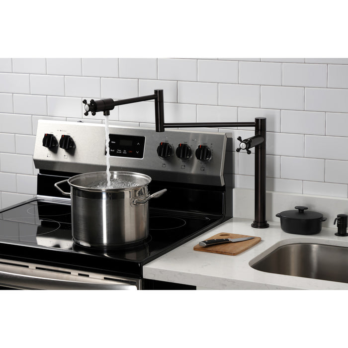 Metropolitan KS4705BX Two-Handle 1-Hole Deck Mount Pot Filler Faucet, Oil Rubbed Bronze