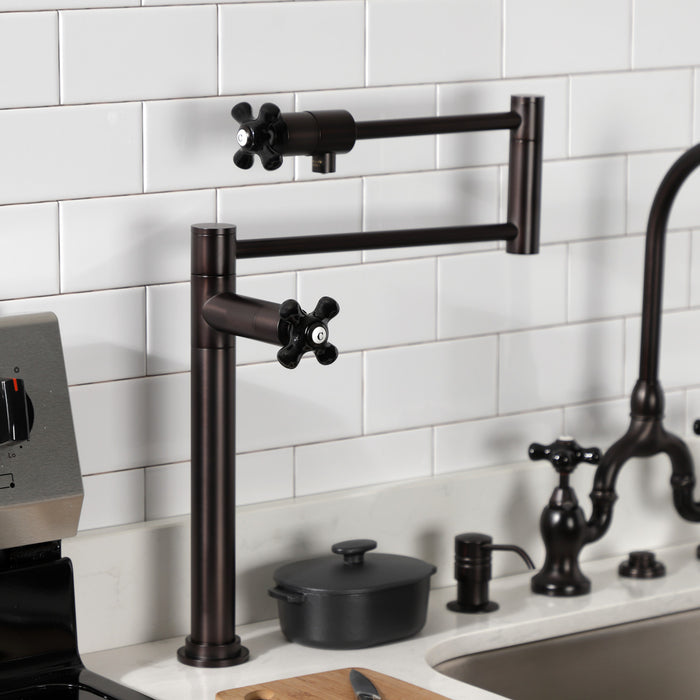 Kingston Tulare KS4705PKX - Duchess Two-Handle 1-Hole Deck Mount Pot Filler Faucet, Oil Rubbed Bronze